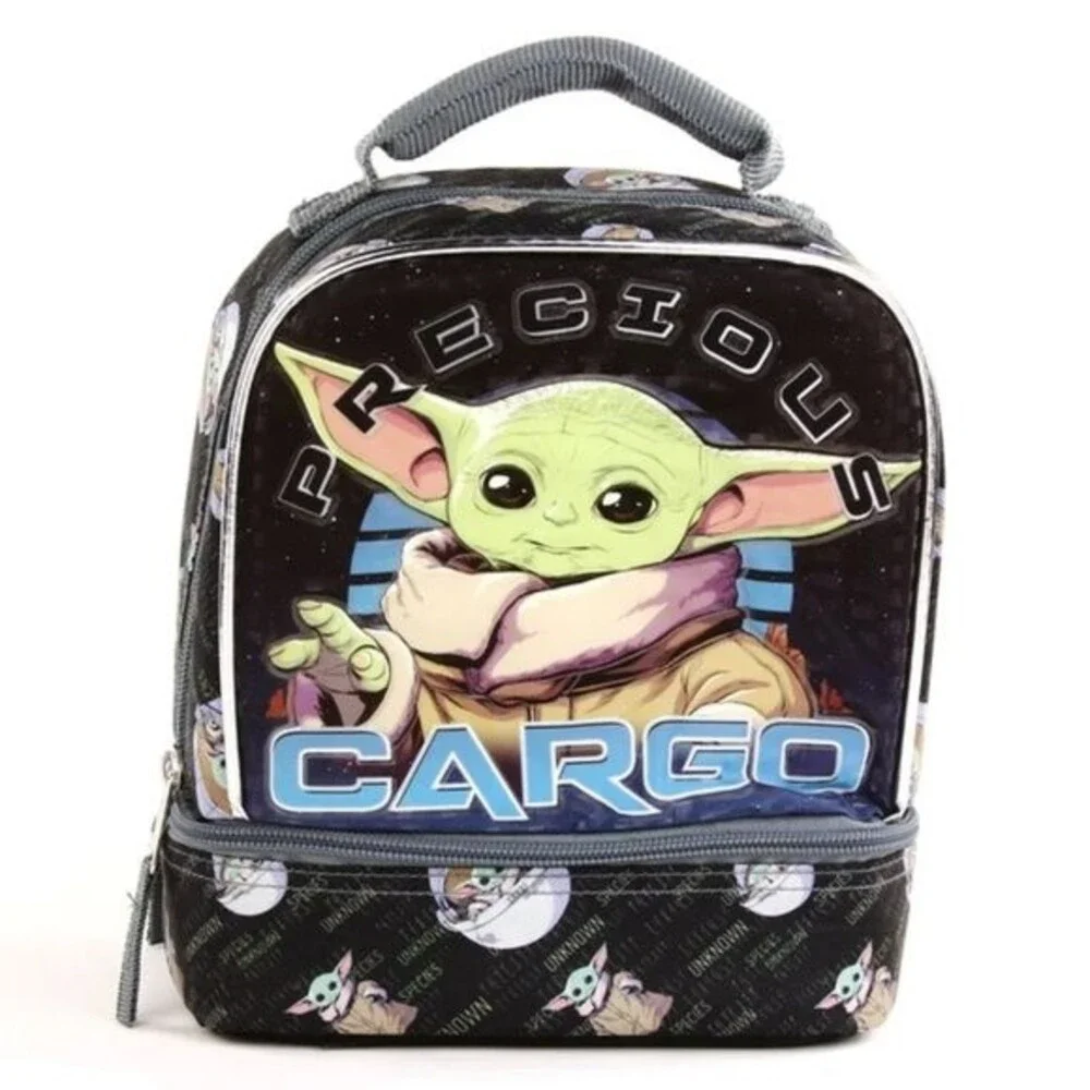Star Wars Baby Yoda Lunch Bag Box Dual Compartment Drop Bottom Lunch Bag